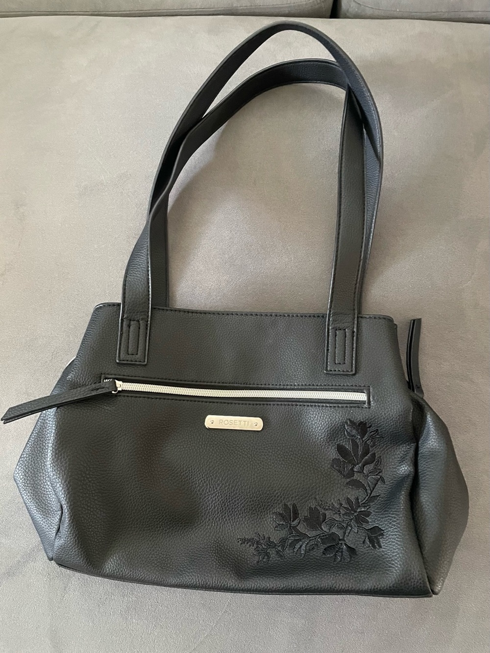 Rosetti Black Floral Embossed Shoulder Bag